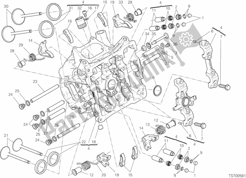 Alle onderdelen voor de Horizontale Kop van de Ducati Superbike Panigale V2 Thailand 955 2020
